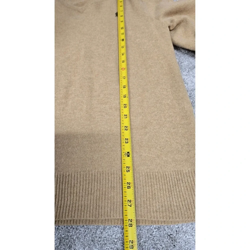 Polo Ralph‎ Lauren V-Neck Knit Sweater Tan 100% Lambswool Classic Men's Size L